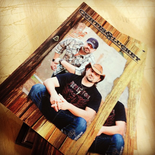Examples of some postcards we printed for a country band Curtis & Luckey.
