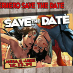 DC Comic Superman and Wonder Woman Save the Date card design