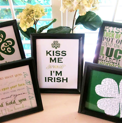 St. Patricks Day prints in picture frames