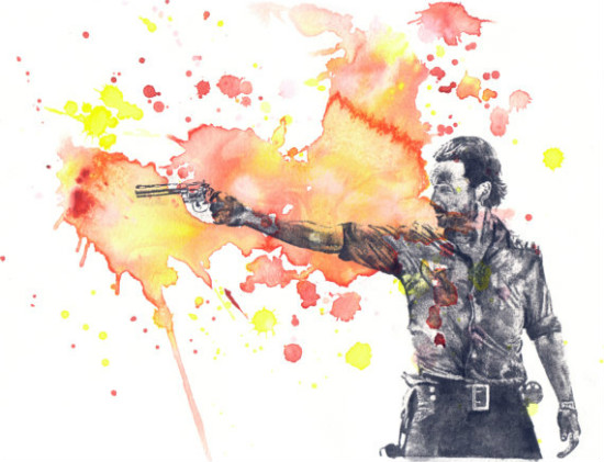Rick Grimes Walking Dead Watercolor poster