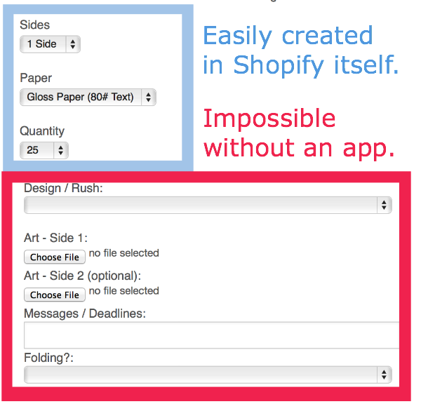 Form options in Shopify