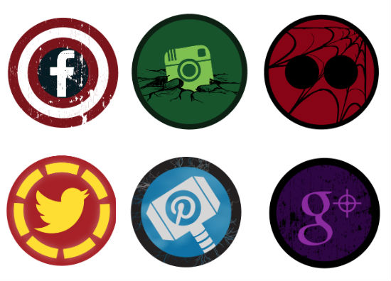 Avengers superhero social icon set