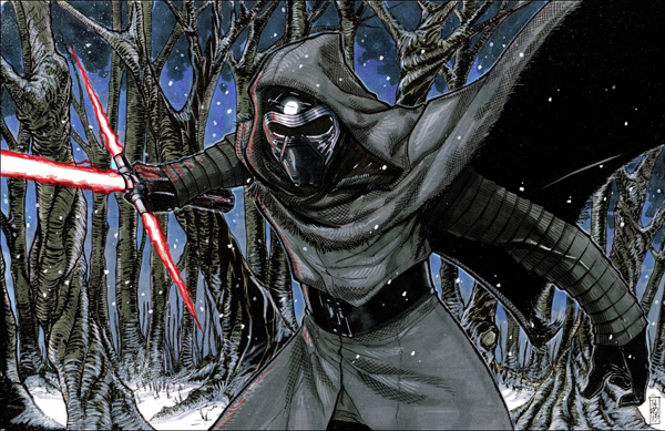 Kylo Ren art using pencil, marker and ink.