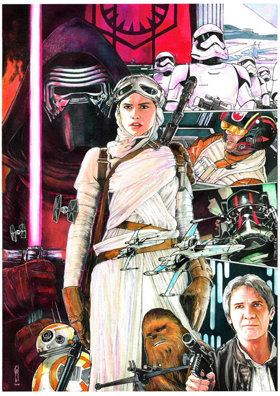 Star Wars Rey Watercolor Artwork