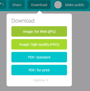 Saving and downloading final design from Canva