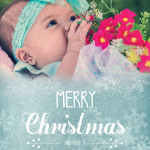 Christmas Card Template with Baby for Adobe Photoshop