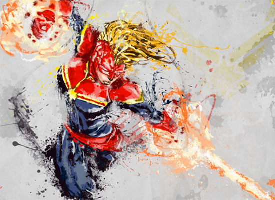 Captain Marvel print on metal