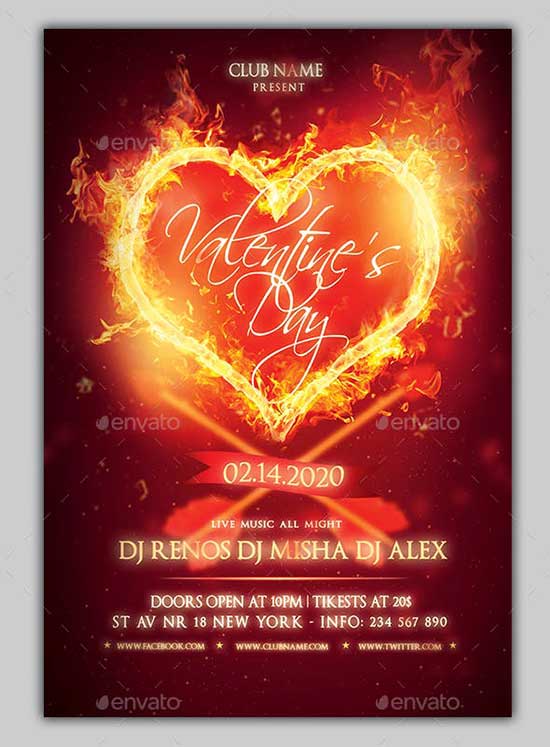 Valentines Day flyer template