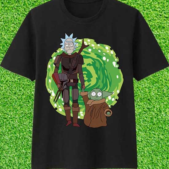 Baby Yoda and Rick and Morty Mashup tee