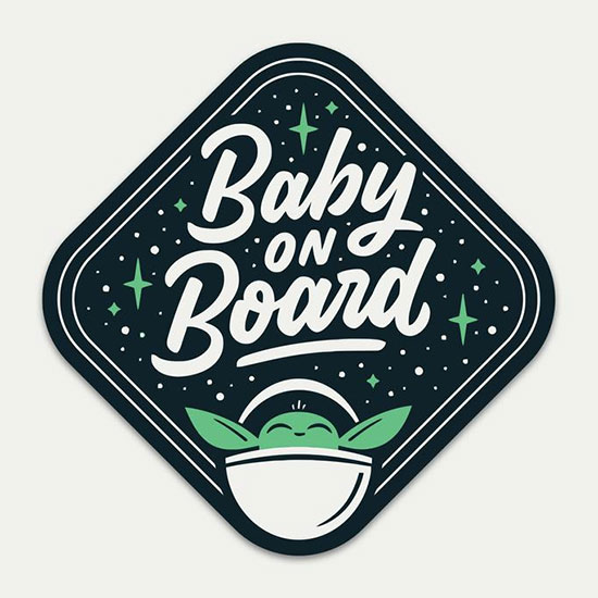 Baby Yoda on board sticker 