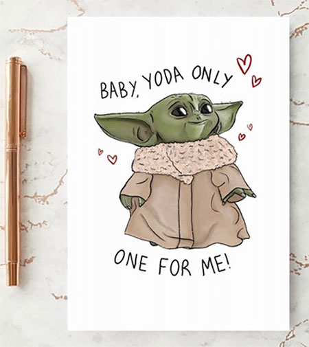 Baby Yoda valentines day card