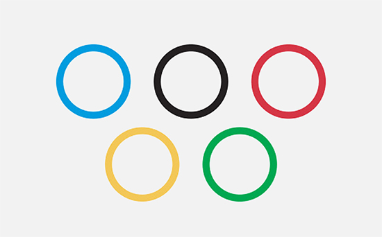 Olympics logo recreated for social distancing.