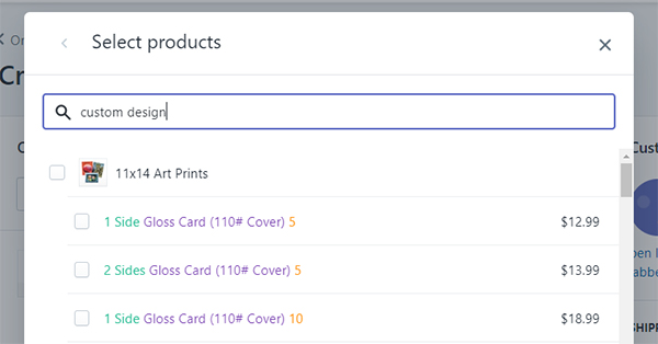 search products function in the draft orders area