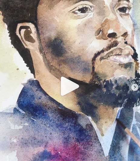 Chadwick Boseman watercolor art