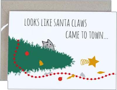 Santa Claws printable Christmas and Holiday card.