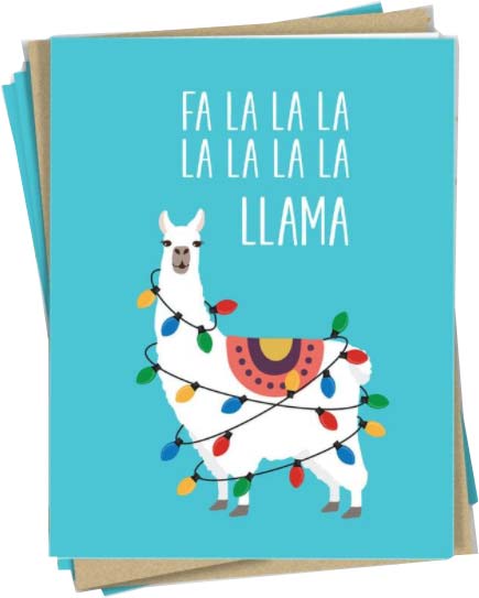 Llama printable card for the holidays